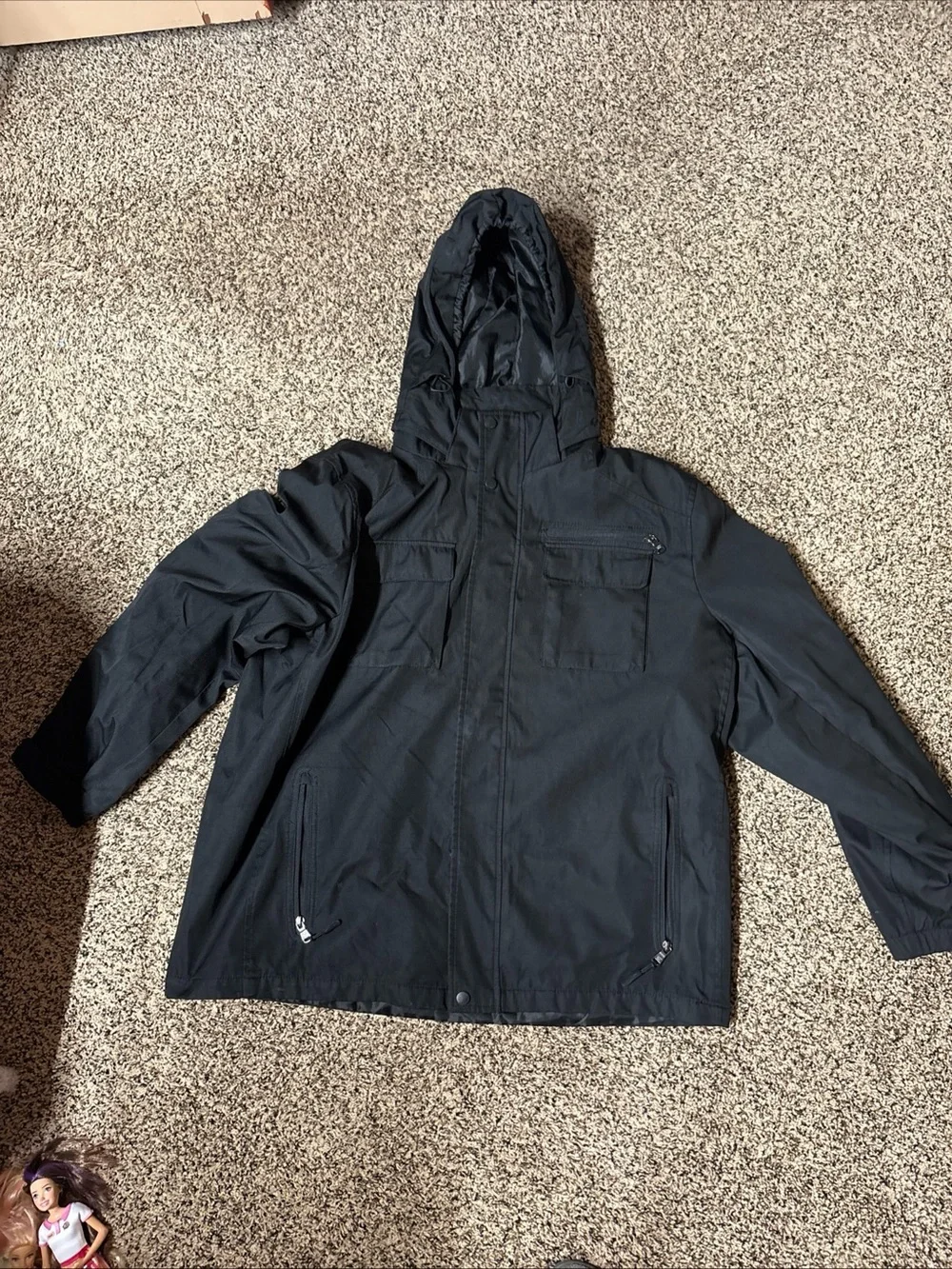CALVIN KLEIN MEN'S LARGE 3 IN 1 BLACK COAT JACKET HOOD WATER RESISTANT